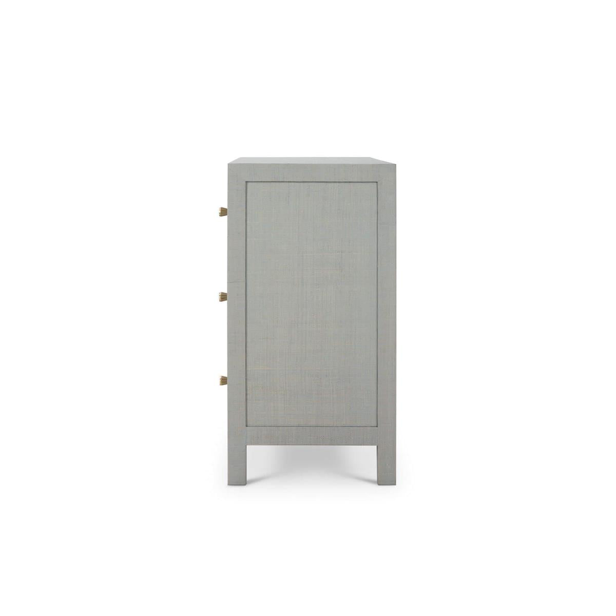 Bramble Kagu 3 Drawer Dresser w/ Raffia — Raffia Pale Blue Wash