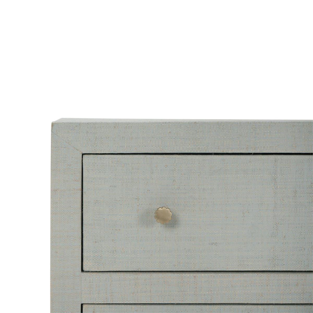 Bramble Kagu 3 Drawer Dresser w/ Raffia — Raffia Pale Blue Wash