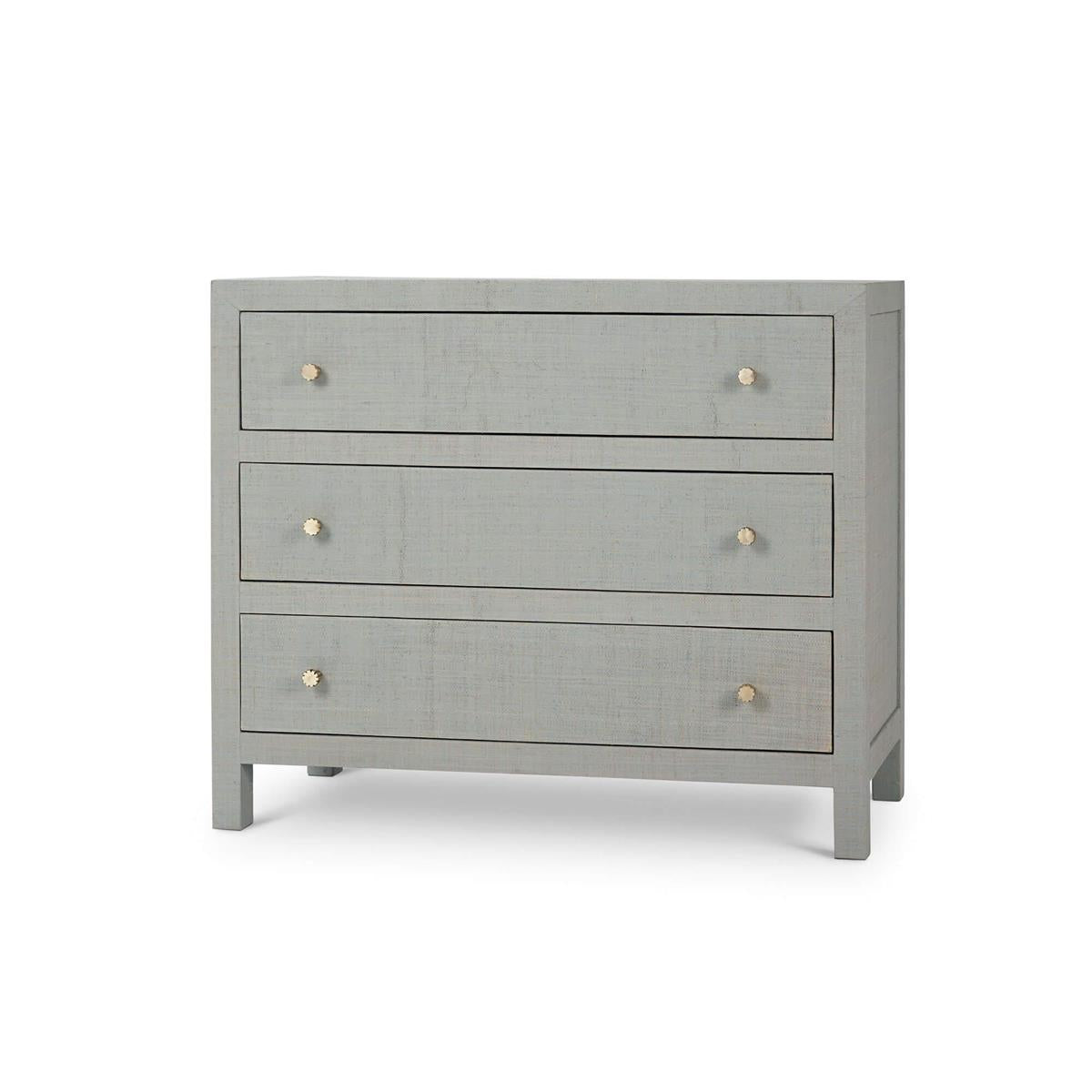 Bramble Kagu 3 Drawer Dresser w/ Raffia — Raffia Pale Blue Wash