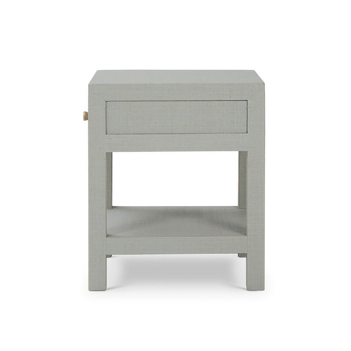 Bramble Kagu 1 Drawer Nightstand w/ Raffia — Raffia Pale Blue Wash
