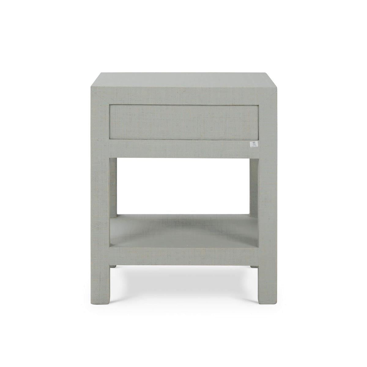 Bramble Kagu 1 Drawer Nightstand w/ Raffia — Raffia Pale Blue Wash
