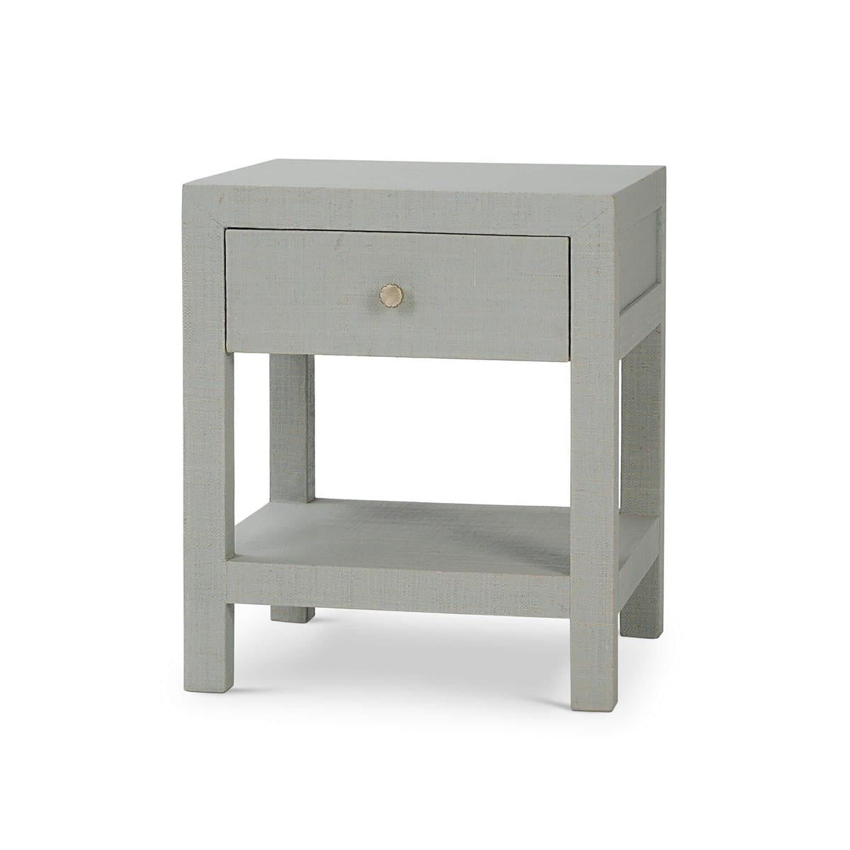 Bramble Kagu 1 Drawer Nightstand w/ Raffia — Raffia Pale Blue Wash