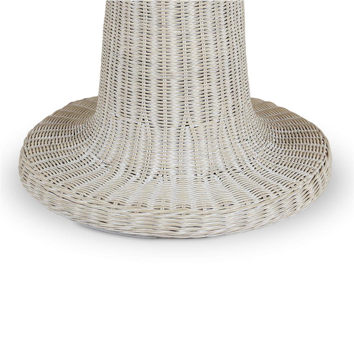 Bramble Scalloped Round Bistro Table w/ Tempered Glass — Rattan White Wash