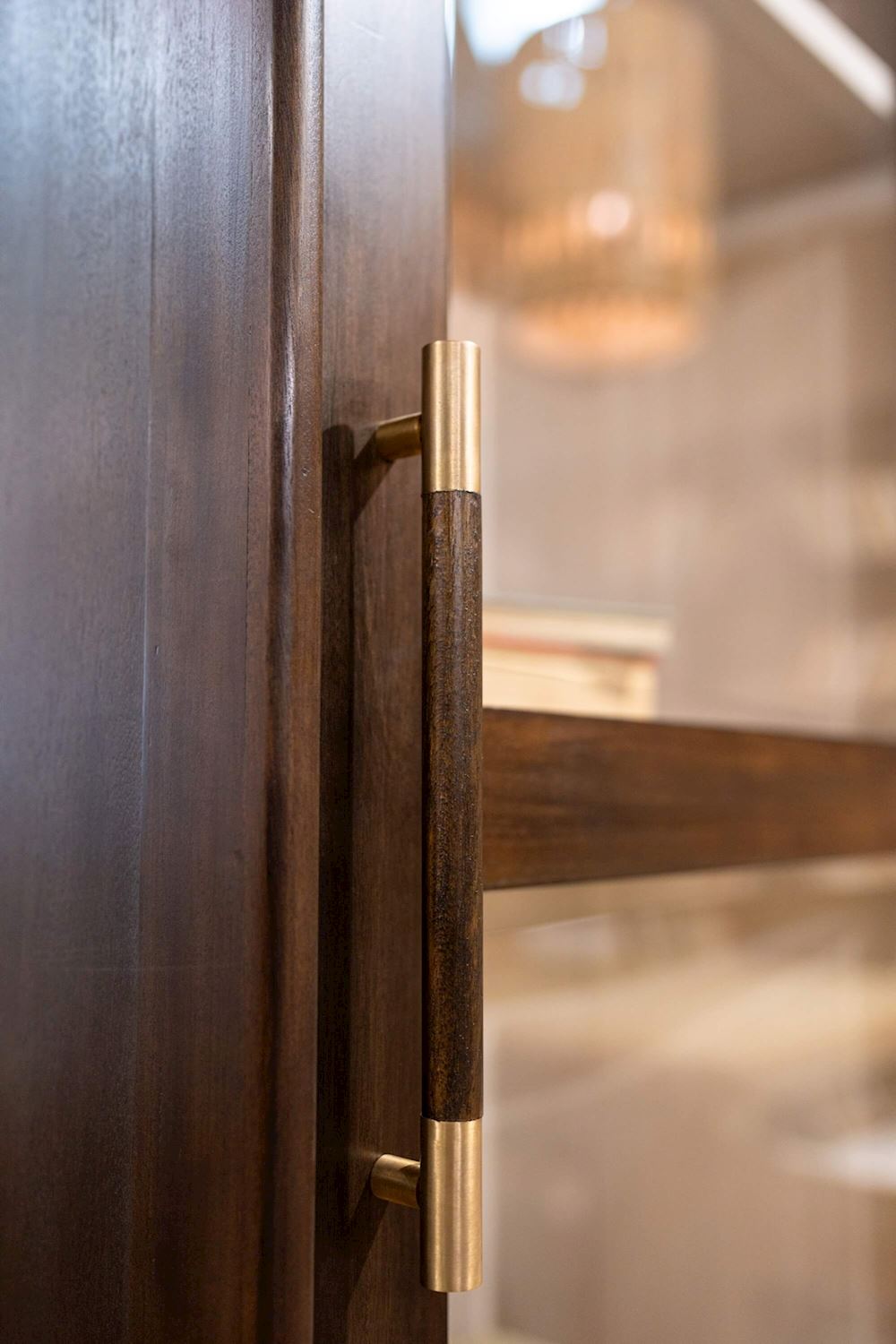 Bramble Vannes Single Door Display Cabinet — Dark Walnut / Putty