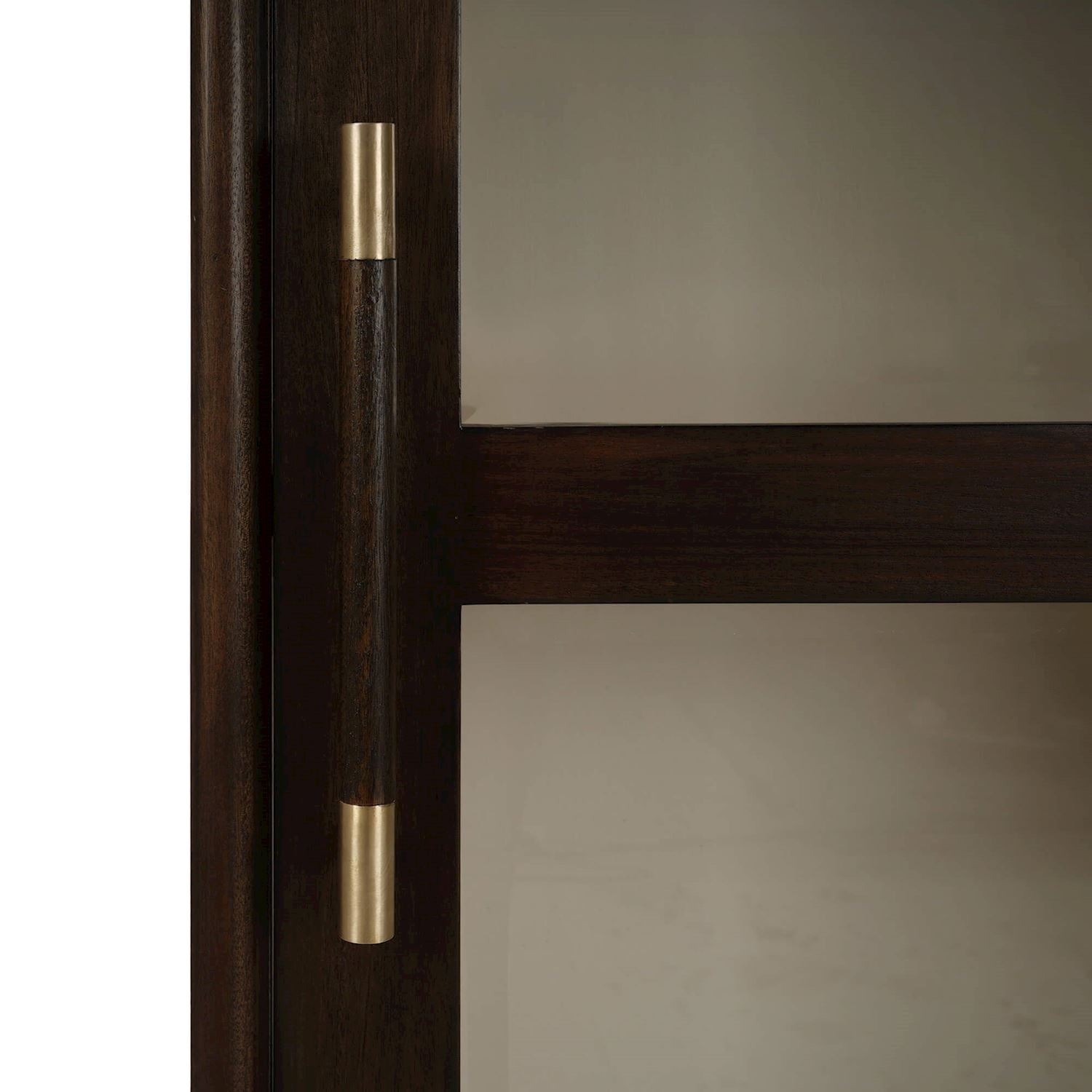 Bramble Vannes Single Door Display Cabinet — Dark Walnut / Putty