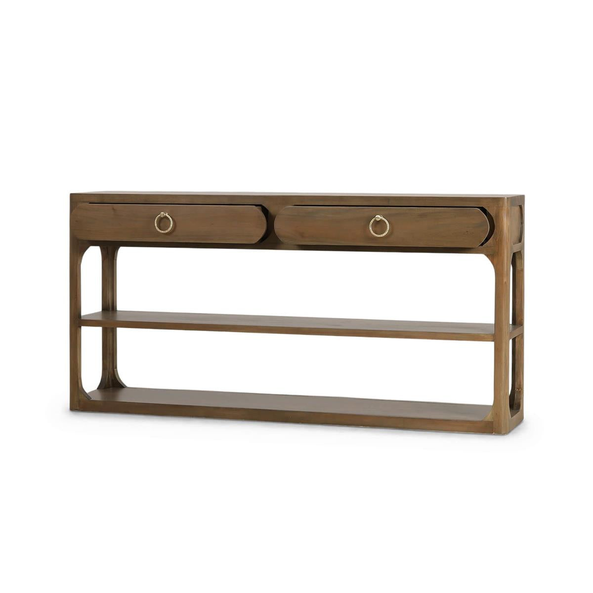 Bramble Corte Open Console Table w/ 2 Drawers — Straw Wash