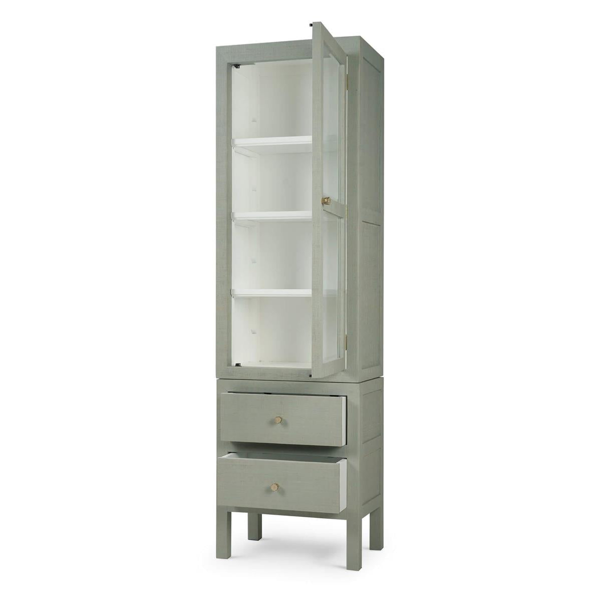 Bramble Kagu Tall Cabinet Wrapped — Raffia Pale Blue Wash / True White *