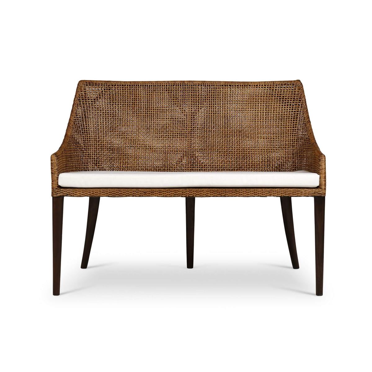 Bramble Savanah Rattan Loveseat — Dark Walnut / Arctic