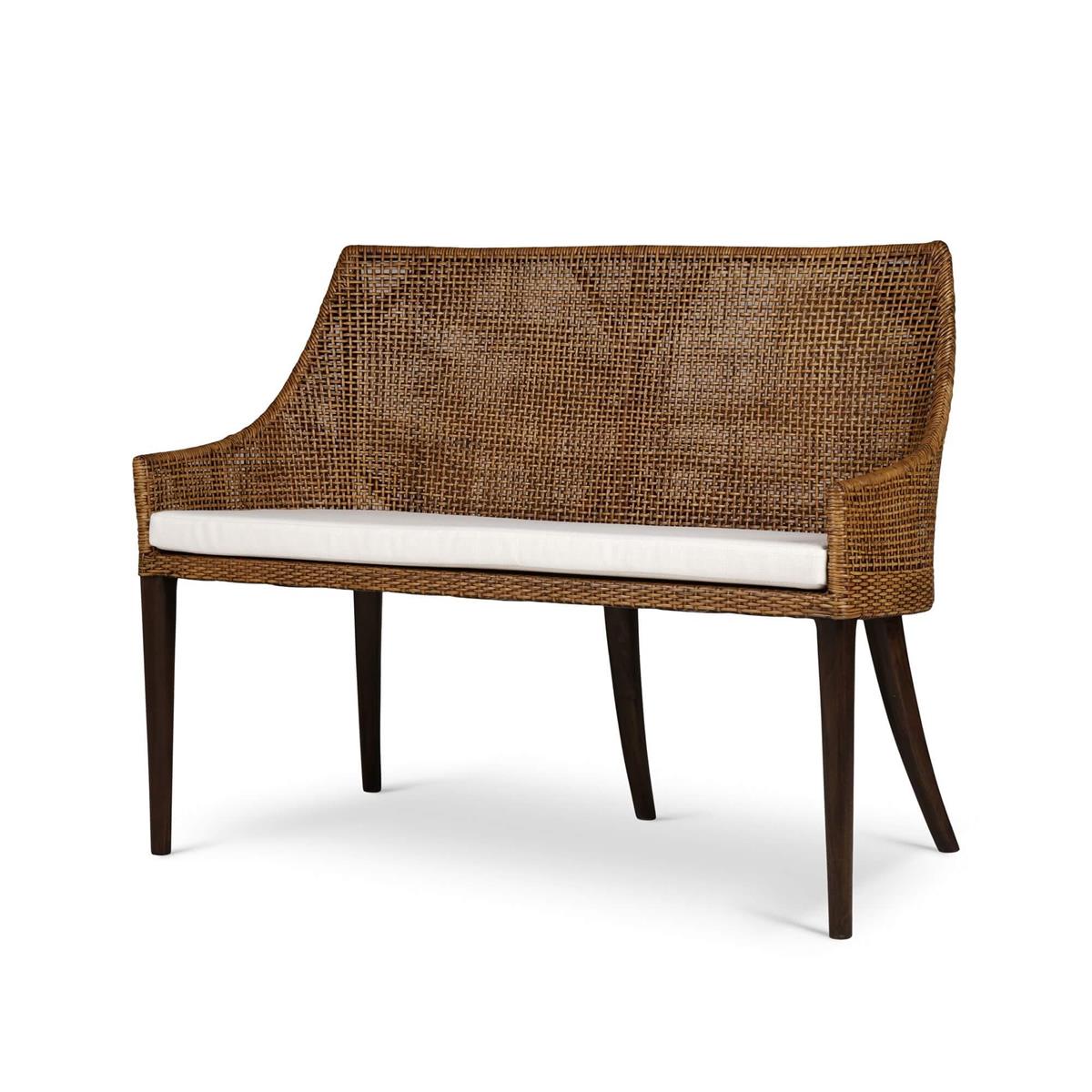 Bramble Savanah Rattan Loveseat — Dark Walnut / Arctic