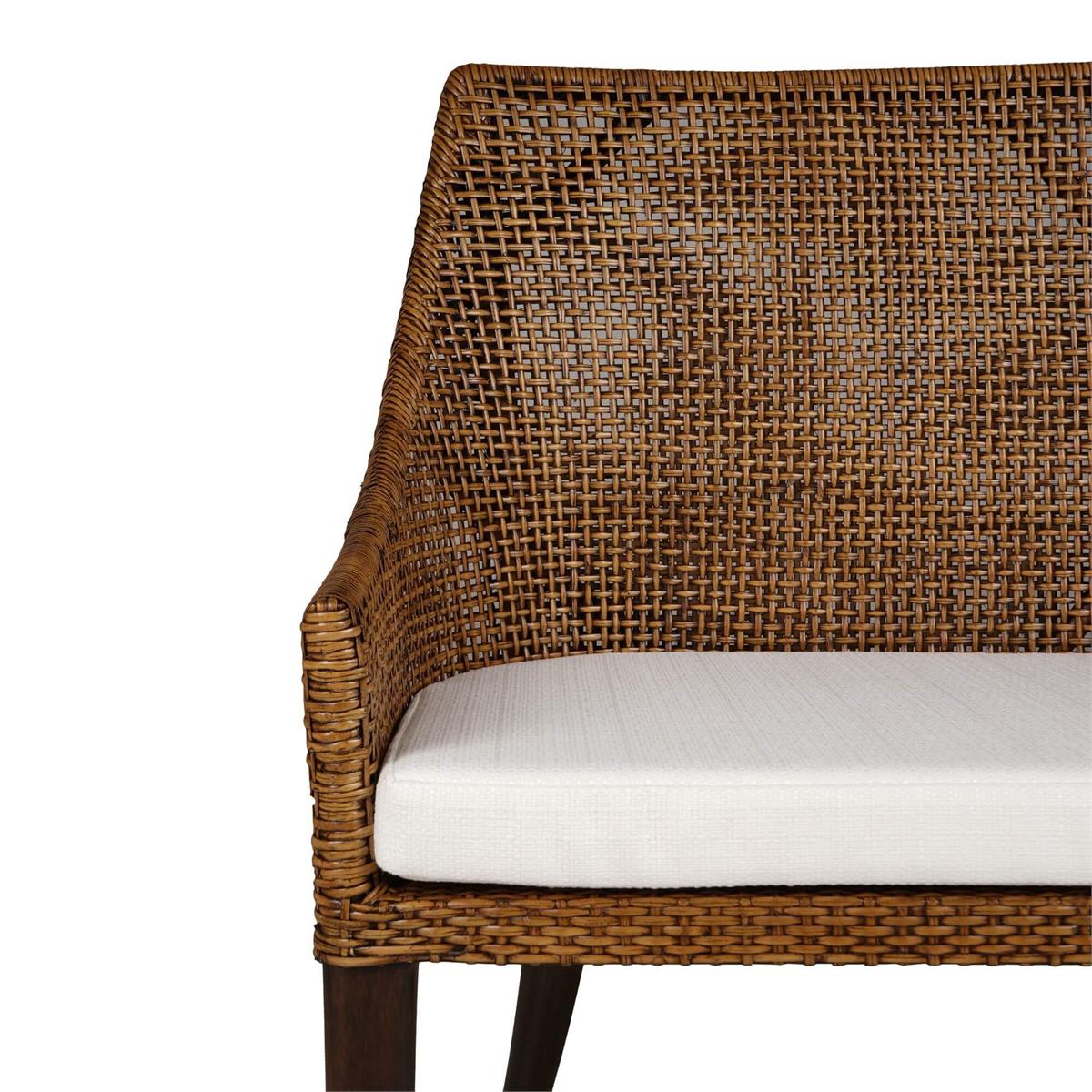 Bramble Savanah Rattan Loveseat — Dark Walnut / Arctic