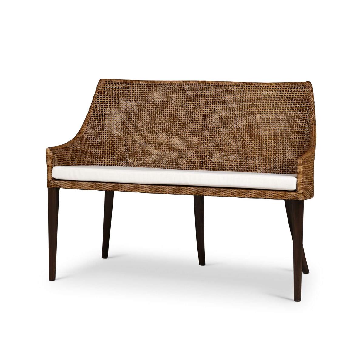 Bramble Savanah Rattan Loveseat — Dark Walnut / Arctic
