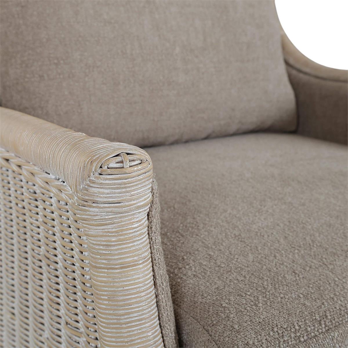 Bramble Rabana Rattan Chair — Rattan White Wash / Oatmeal Boucle Chenille