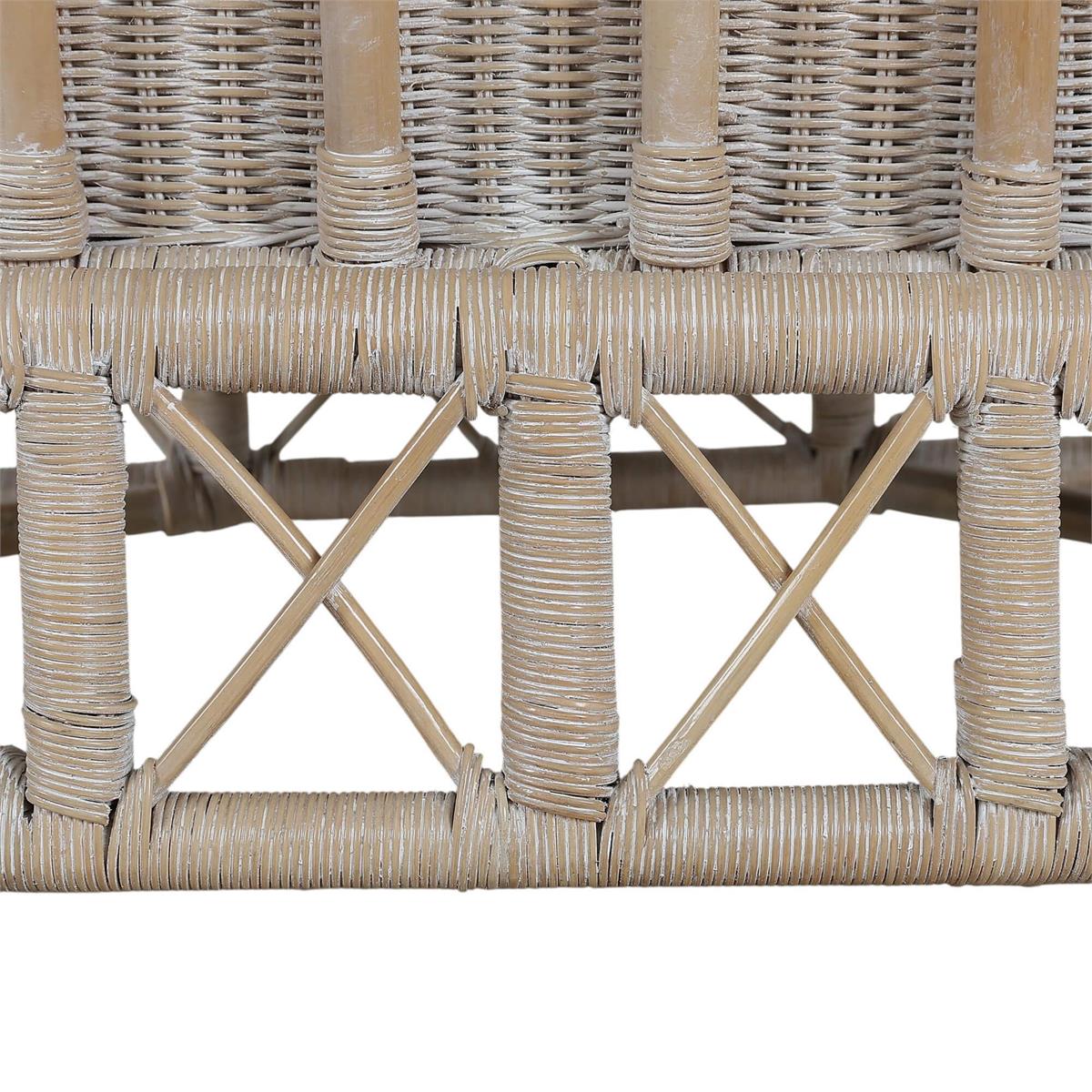 Bramble Rabana Rattan Chair — Rattan White Wash / Oatmeal Boucle Chenille