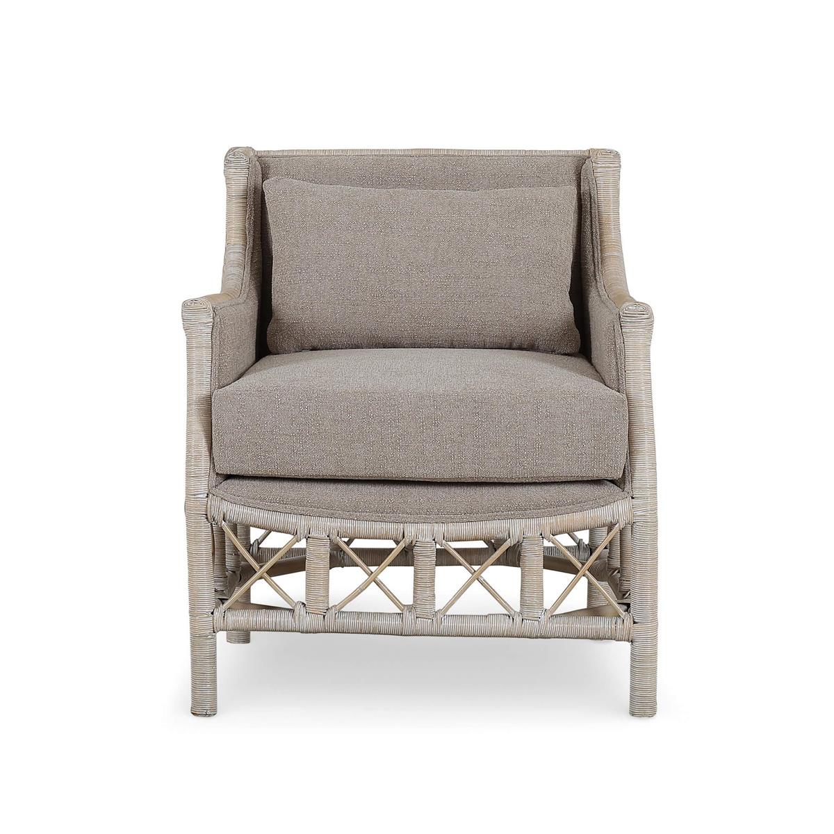 Bramble Rabana Rattan Chair — Rattan White Wash / Oatmeal Boucle Chenille