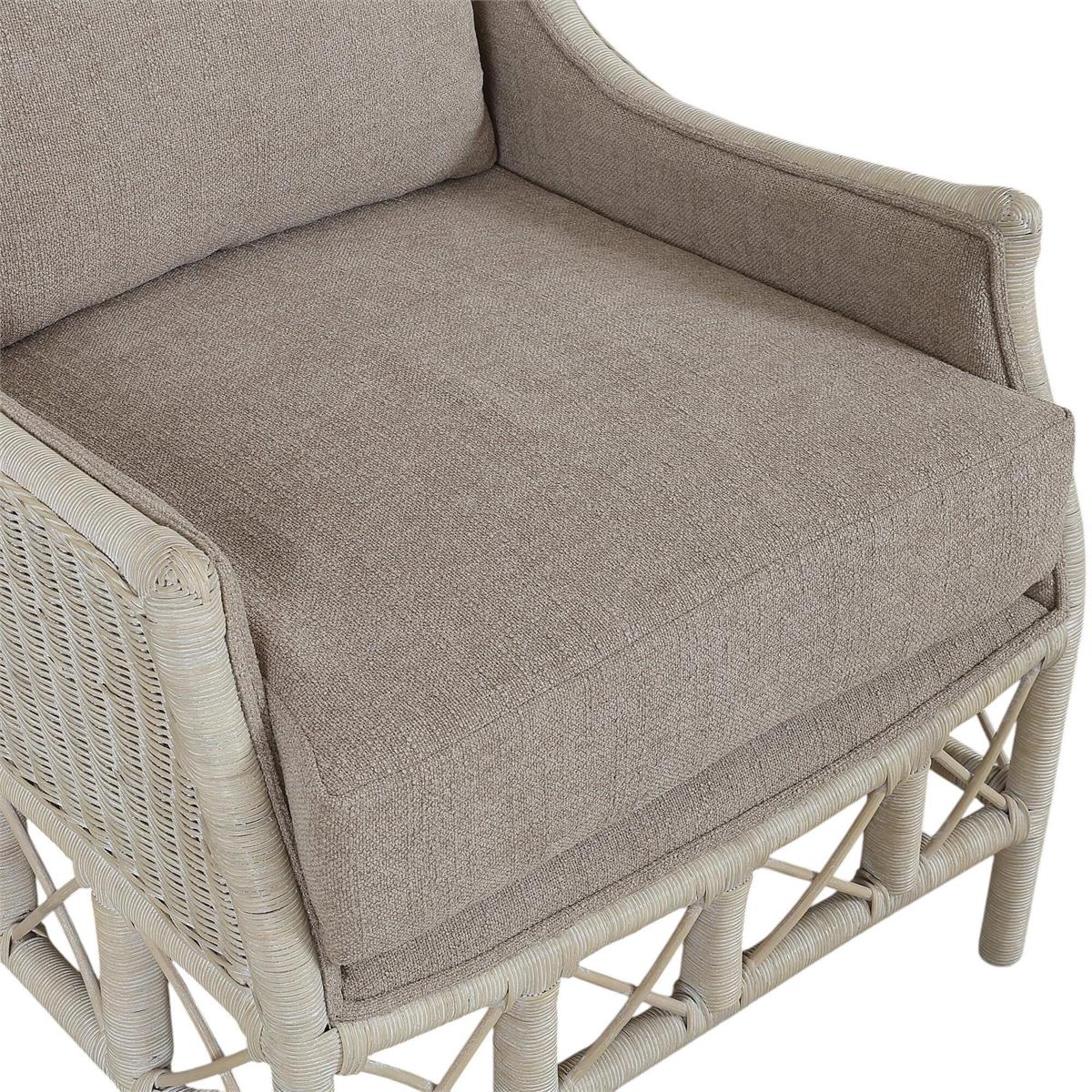 Bramble Hampton Rattan Wing Chair — Rattan White Wash / Oatmeal Boucle Chenille
