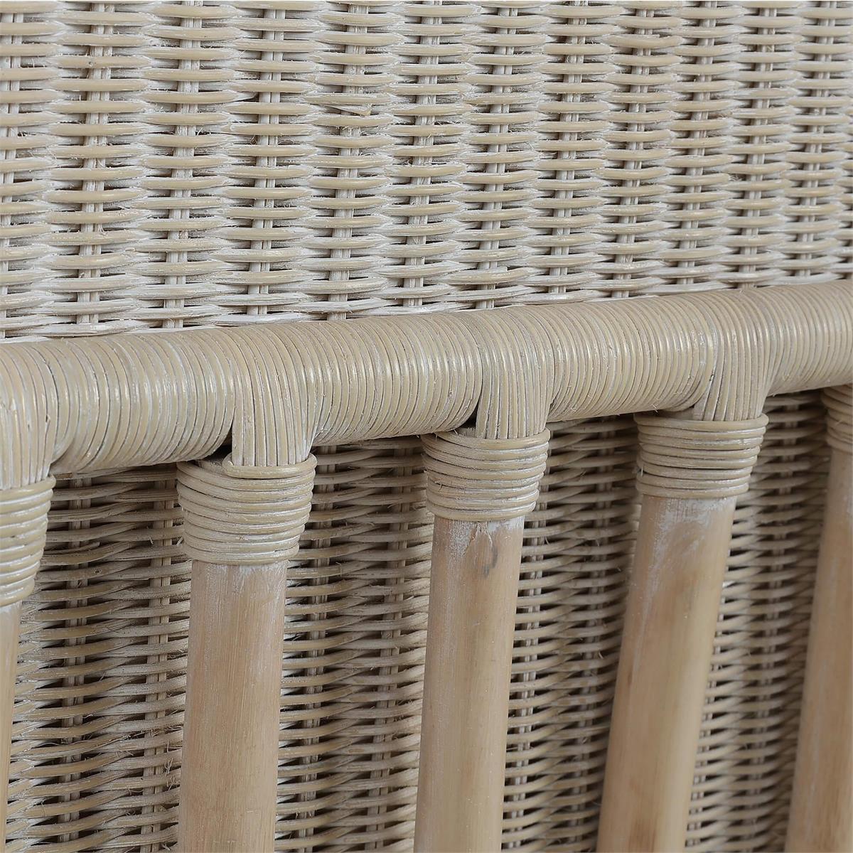 Bramble Hampton Rattan Wing Chair — Rattan White Wash / Oatmeal Boucle Chenille