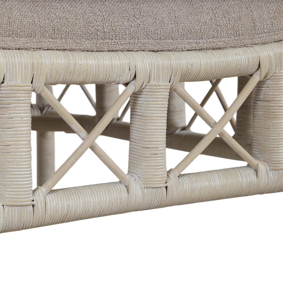Bramble Hampton Rattan Wing Chair — Rattan White Wash / Oatmeal Boucle Chenille
