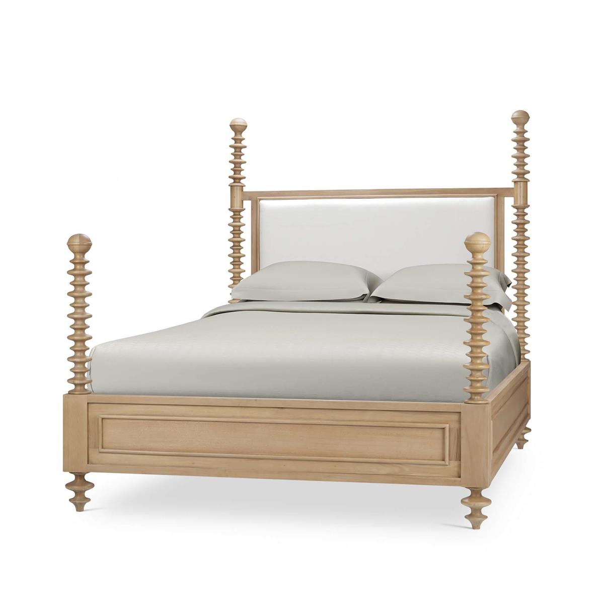 Bramble Milano Upholstered Queen Bed — Fruit Wood / Arctic