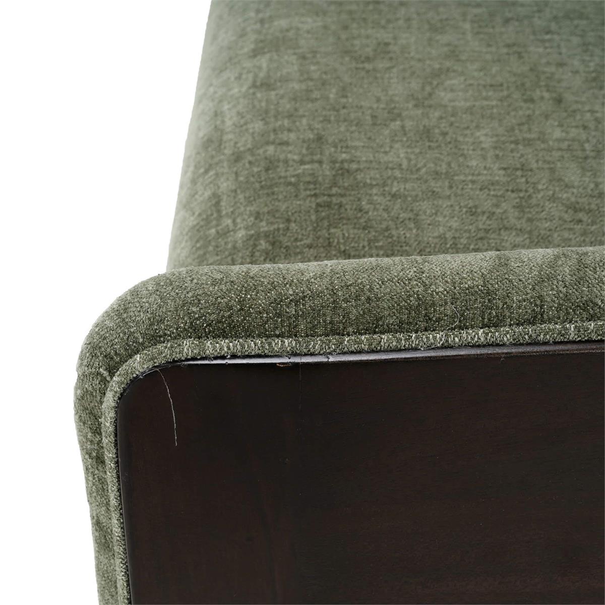 Bramble Vannes Bench w/ Legs — Dark Walnut / Thames Moss Green