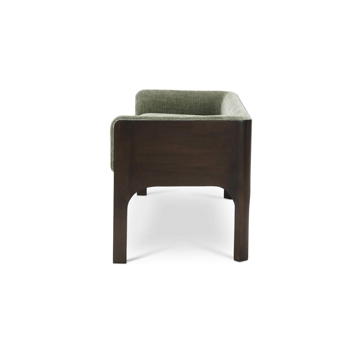 Bramble Vannes Bench w/ Legs — Dark Walnut / Thames Moss Green