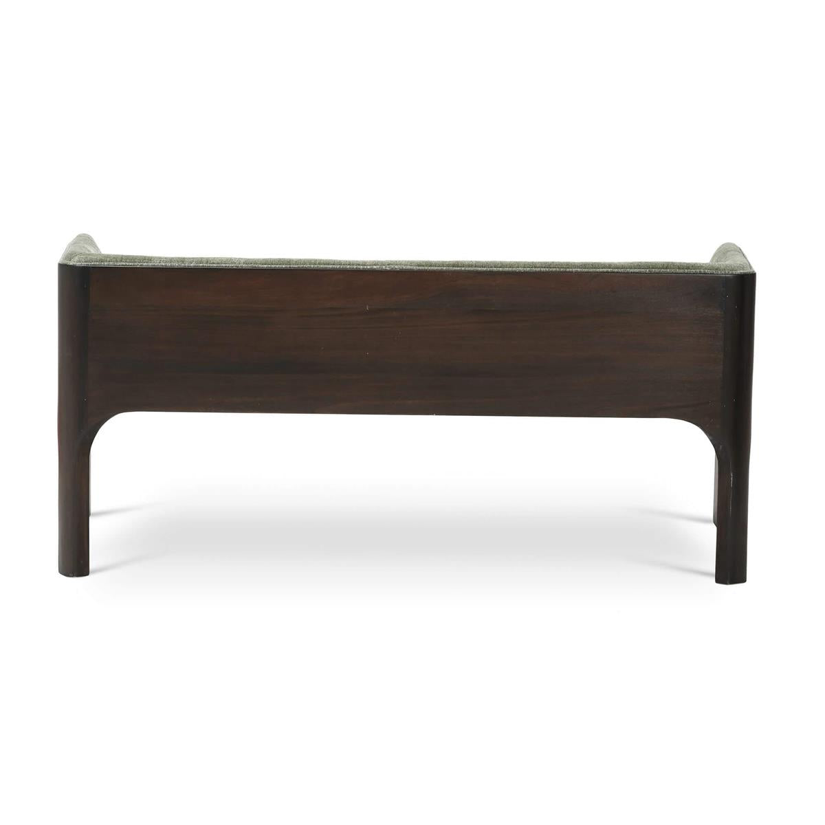 Bramble Vannes Bench w/ Legs — Dark Walnut / Thames Moss Green