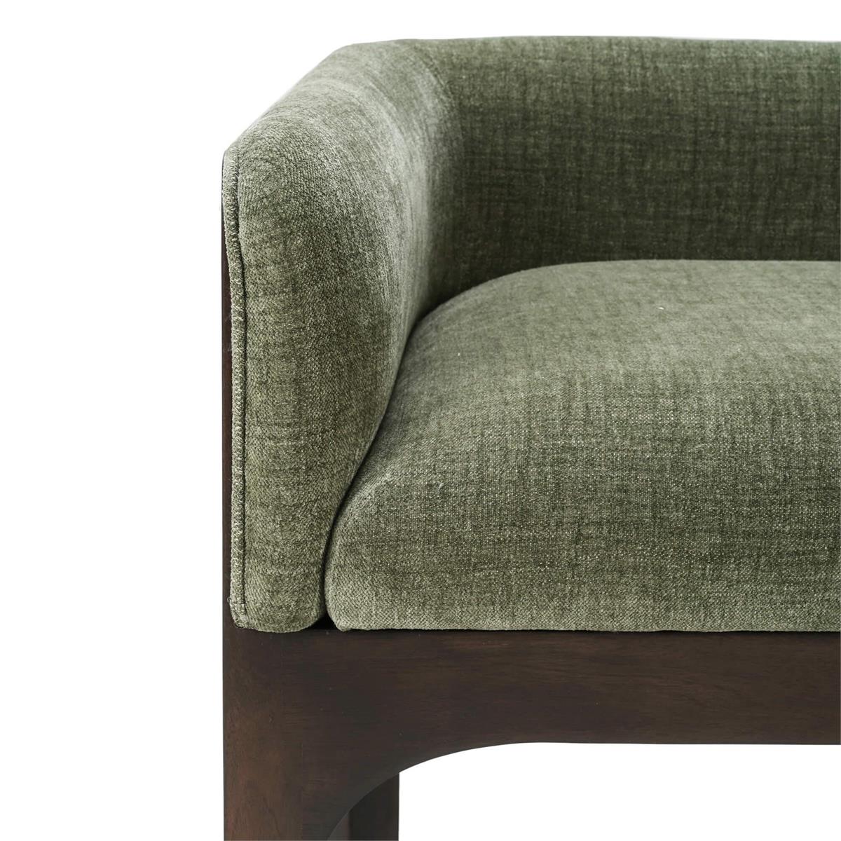 Bramble Vannes Bench w/ Legs — Dark Walnut / Thames Moss Green
