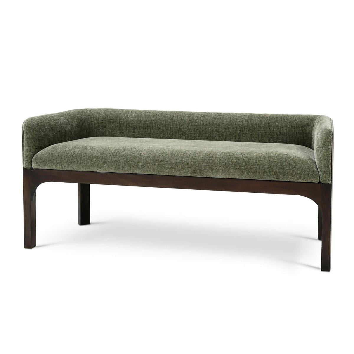 Bramble Vannes Bench w/ Legs — Dark Walnut / Thames Moss Green