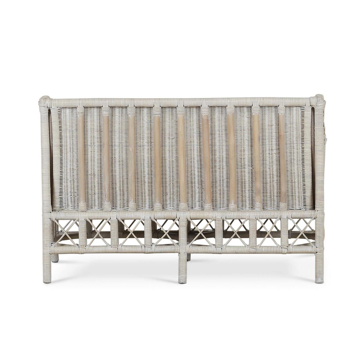 Bramble Rabana Rattan Loveseat — Rattan White Wash / Oatmeal Boucle Chenille