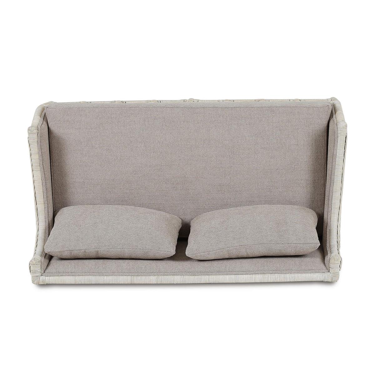 Bramble Rabana Rattan Loveseat — Rattan White Wash / Oatmeal Boucle Chenille