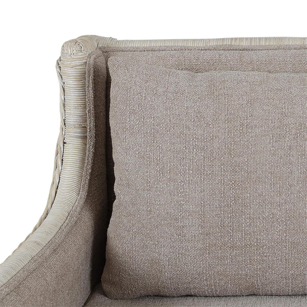 Bramble Rabana Rattan Loveseat — Rattan White Wash / Oatmeal Boucle Chenille