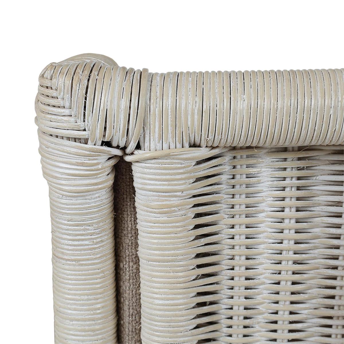 Bramble Rabana Rattan Loveseat — Rattan White Wash / Oatmeal Boucle Chenille