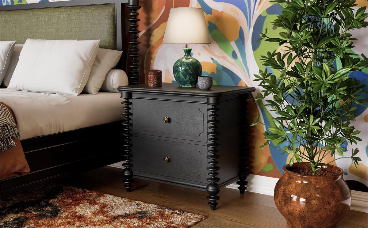 Bramble Milano 2 Drawer Bedside Table — Batavia Black