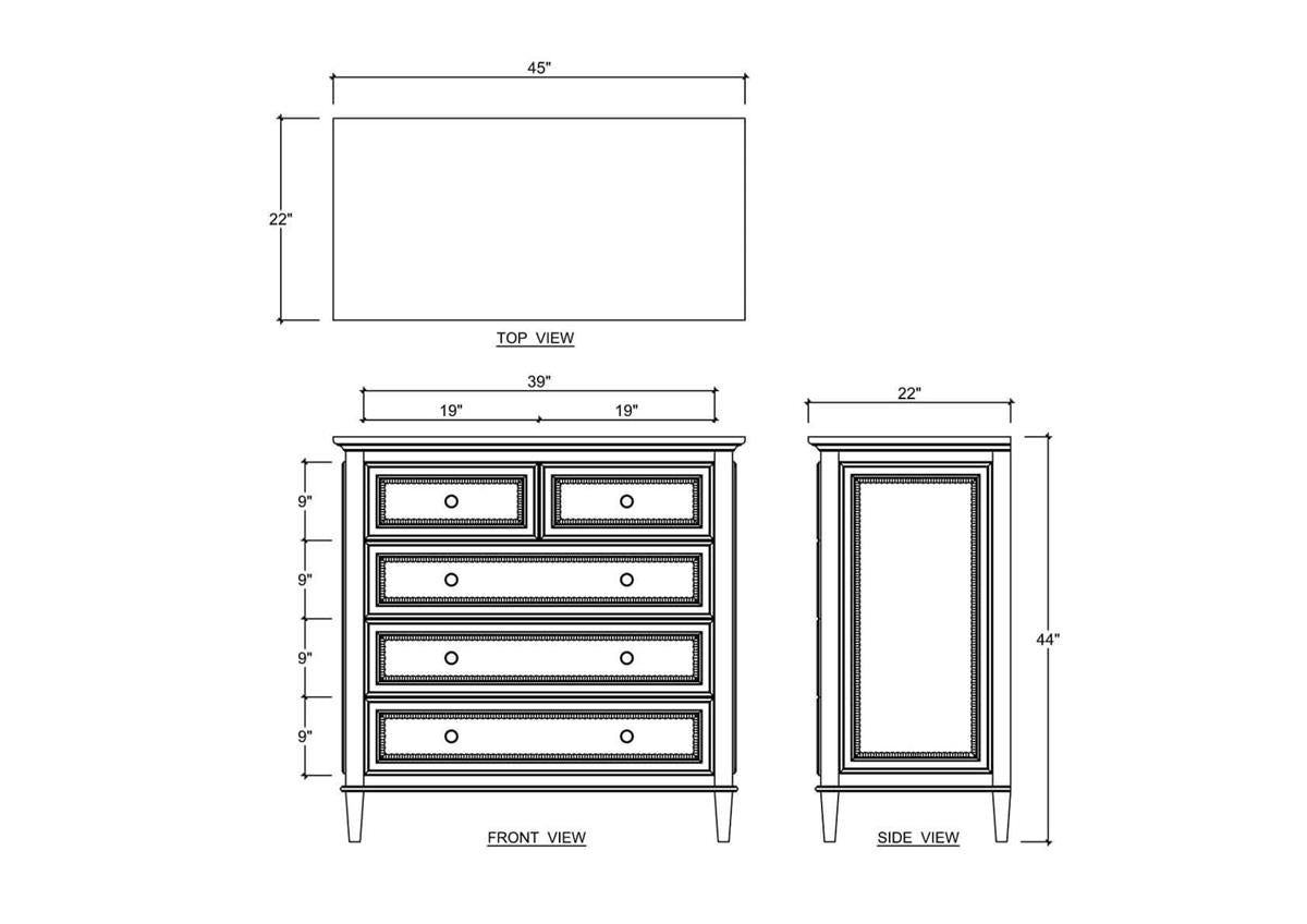 Bramble Vivienne 5 Drawer Dresser — Dark Walnut