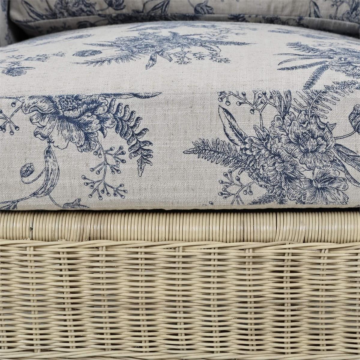 Bramble Marina Rattan Chair — Rattan Natural / Le Jardin Blue