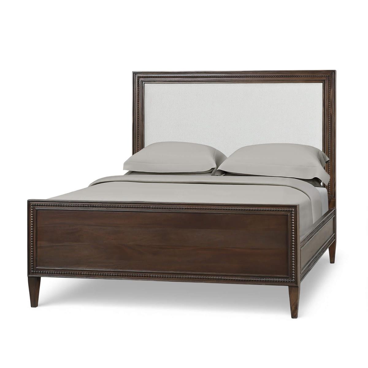 Bramble Vivienne Upholstered Bed Queen — Dark Walnut / Dinara Natural