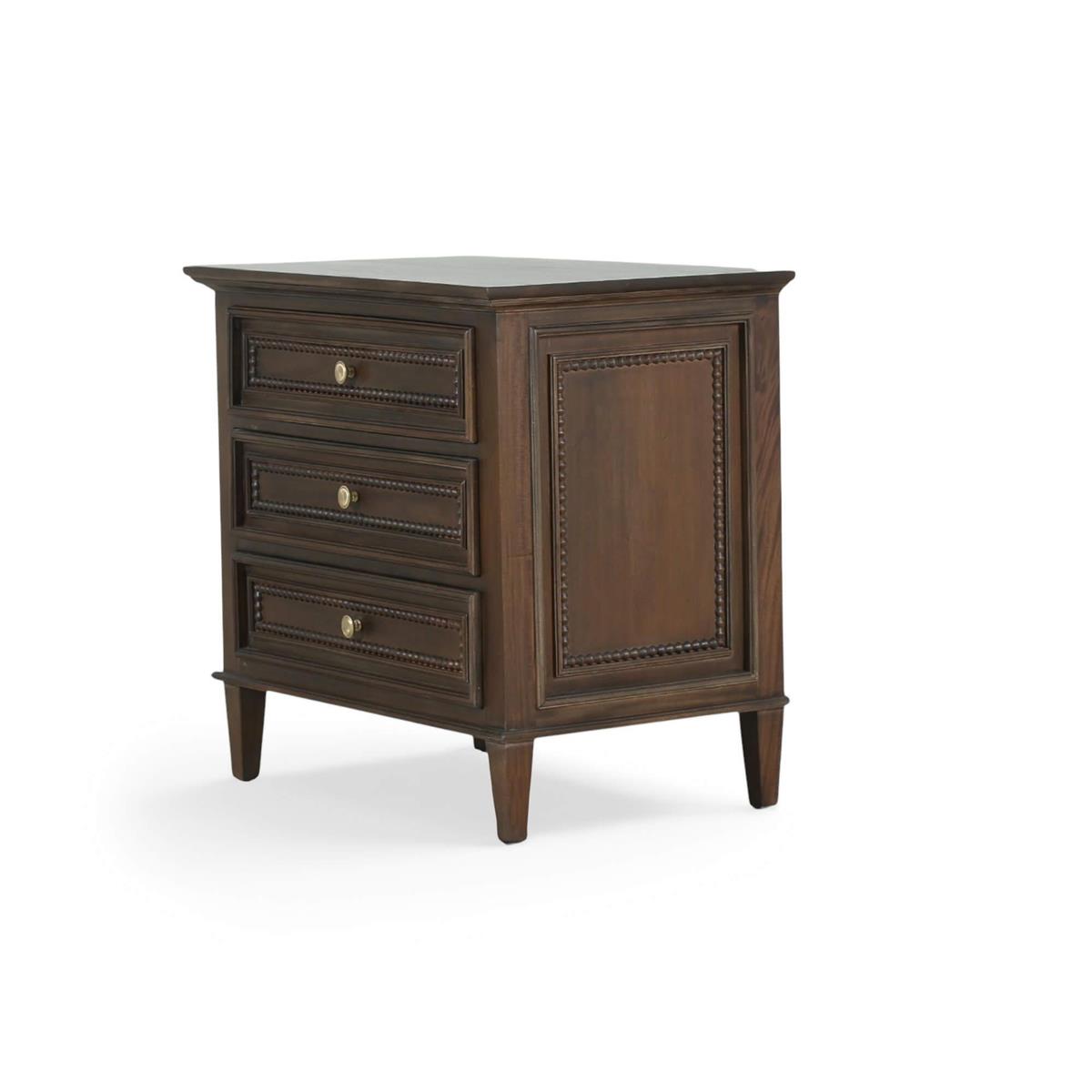 Bramble Vivienne 3 Drawer Bedside Large Table — Dark Walnut