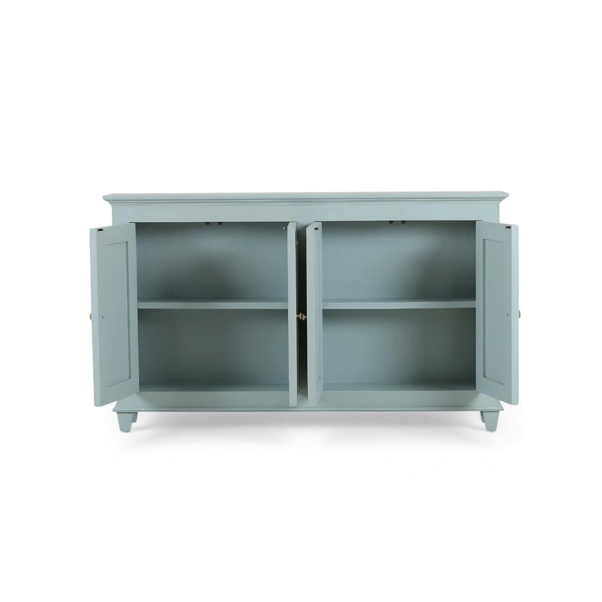 Bramble Vivienne 4 Door Narrow Sideboard — Vintage Moss Green / Light Distressed