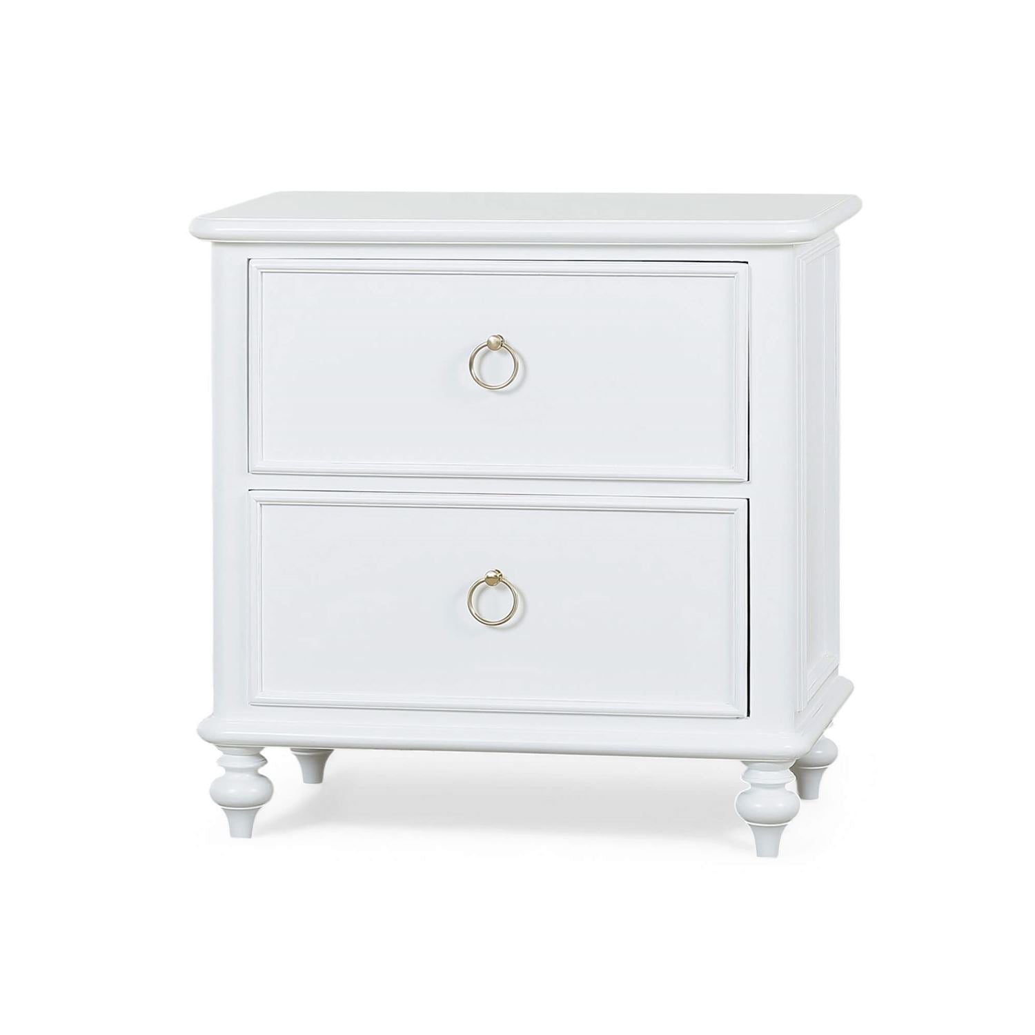 Bramble Savannah 2 Drawer Bedside Table — Architectural White / No Distress