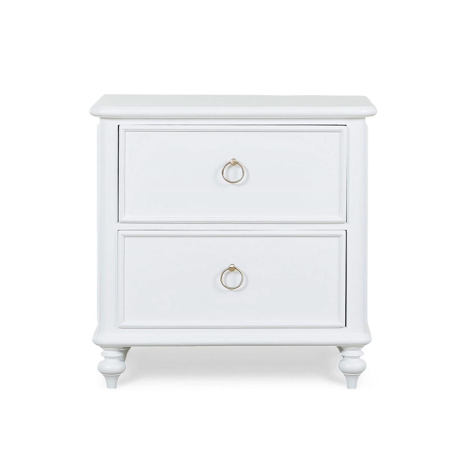 Bramble Savannah 2 Drawer Bedside Table — Architectural White / No Distress
