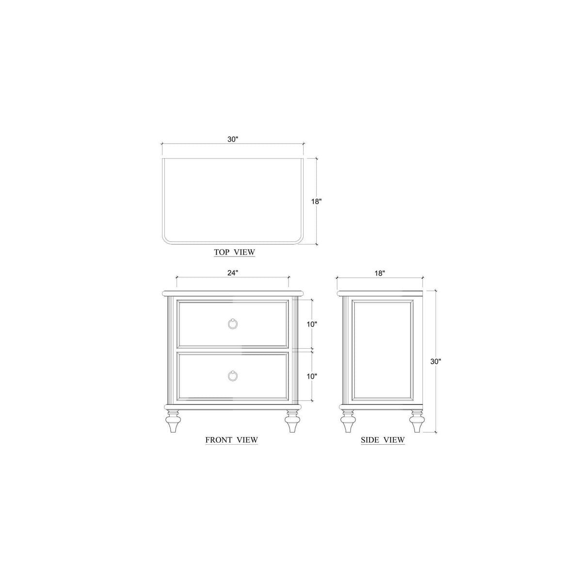 Bramble Savannah 2 Drawer Bedside Table — Architectural White / No Distress