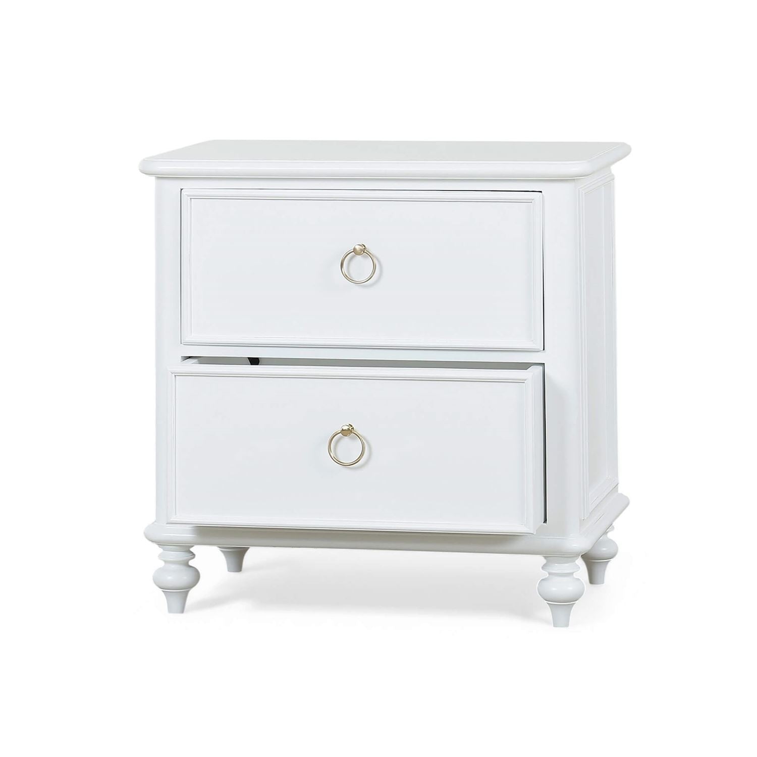 Bramble Savannah 2 Drawer Bedside Table — Architectural White / No Distress