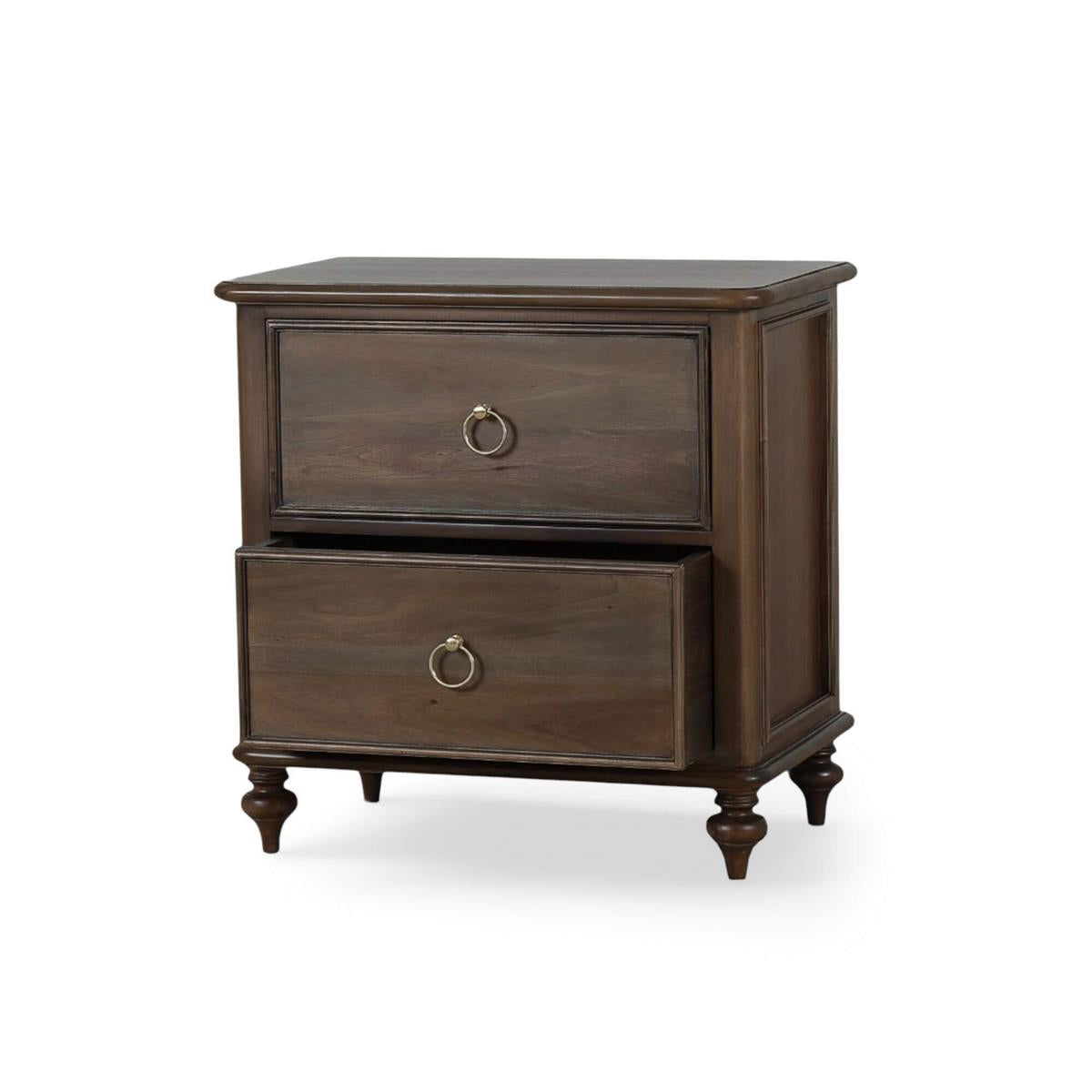 Bramble Savannah 2 Drawer Bedside Table — Dark Walnut