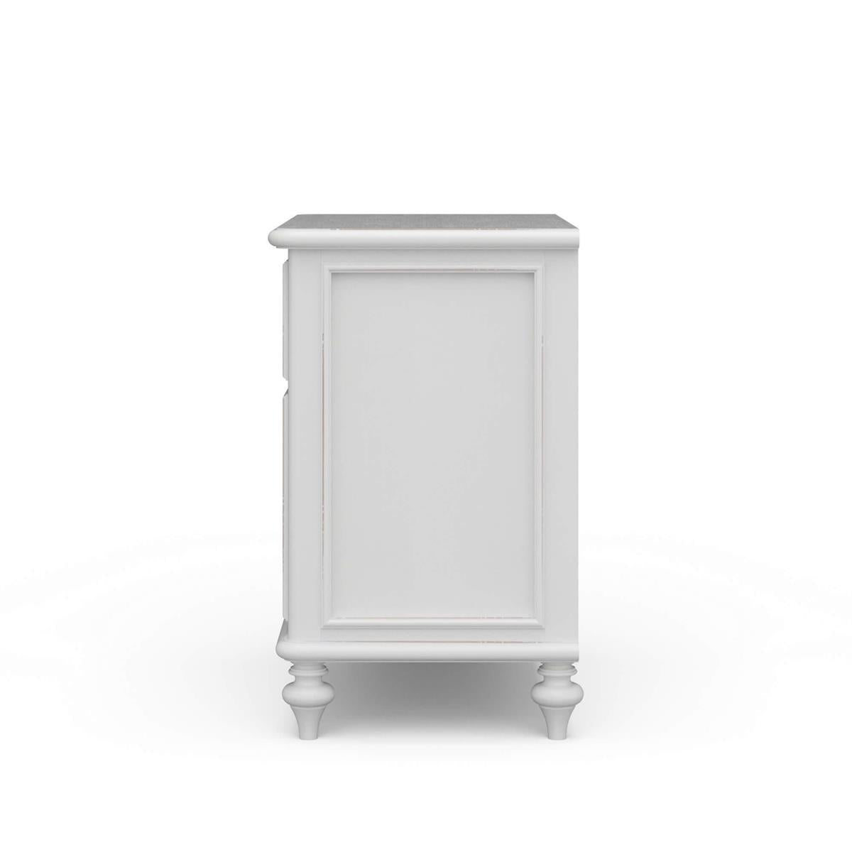 Bramble Savannah Bedside Table w/ Open Shelf — Architectural White / Light Distressed
