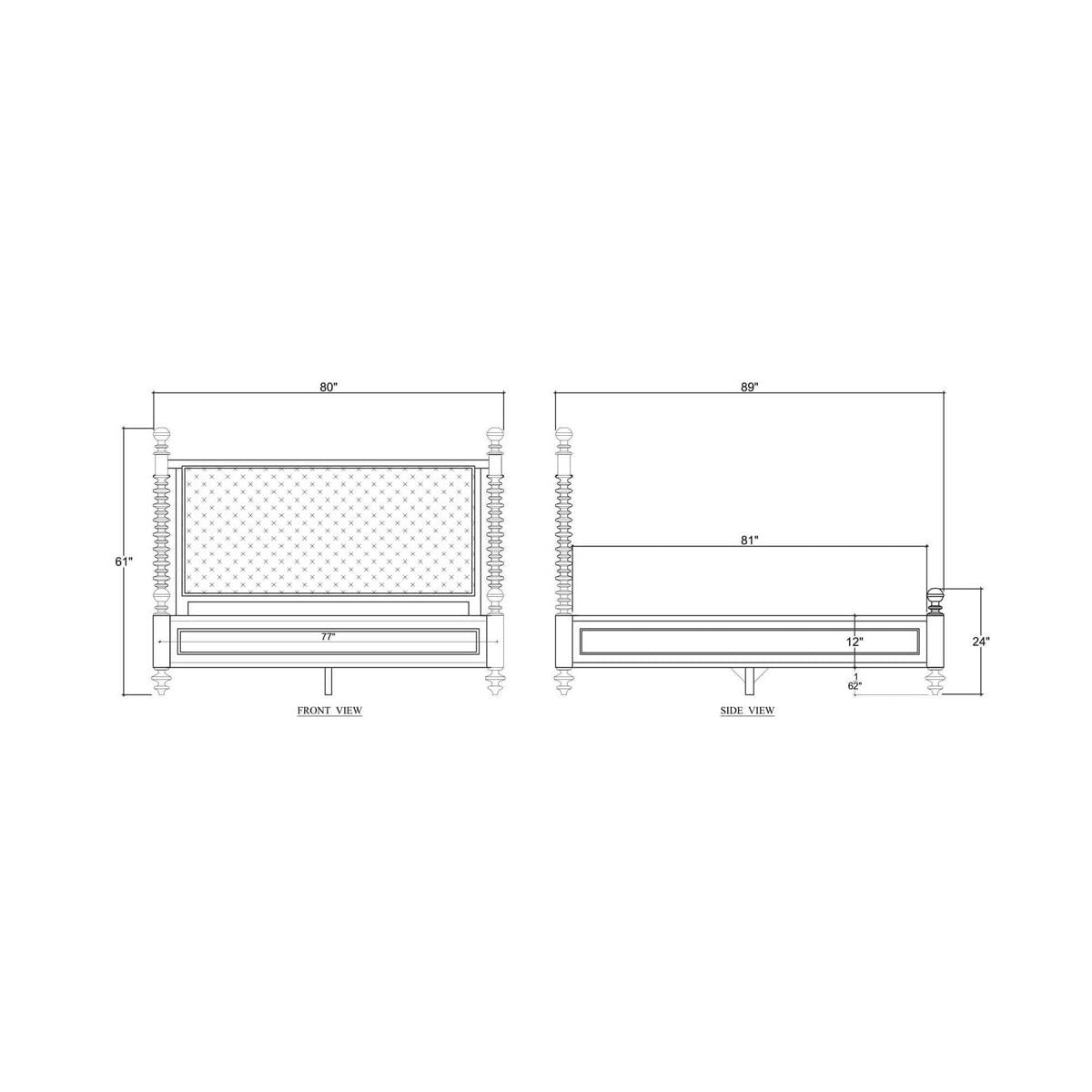 Bramble Milano Upholstered King Bed — Batavia Black / Thames Moss Green