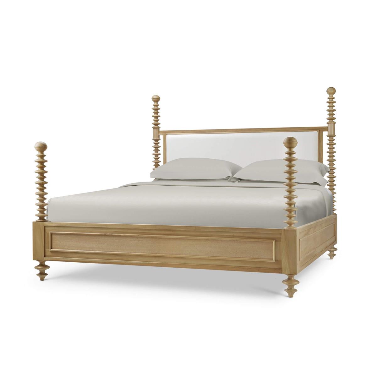 Bramble Milano Upholstered King Bed — Fruit Wood / Arctic