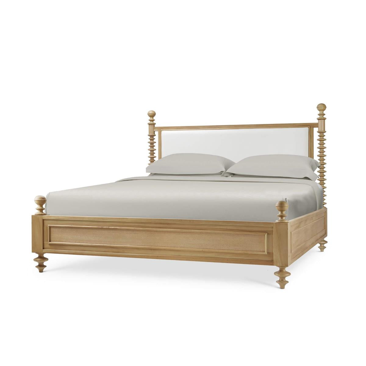 Bramble Milano Upholstered King Bed — Fruit Wood / Arctic