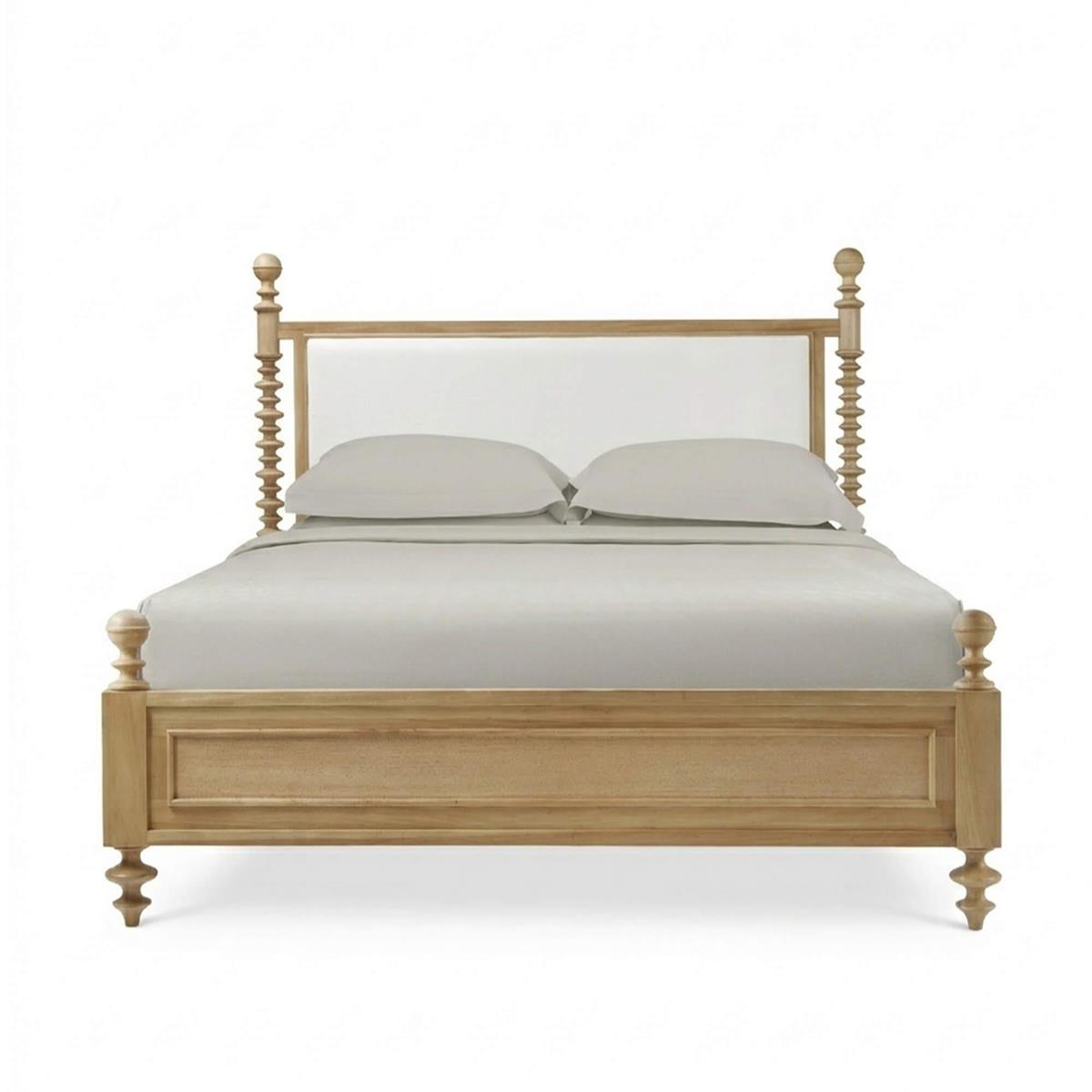 Bramble Milano Upholstered Queen Bed — Fruit Wood / Arctic