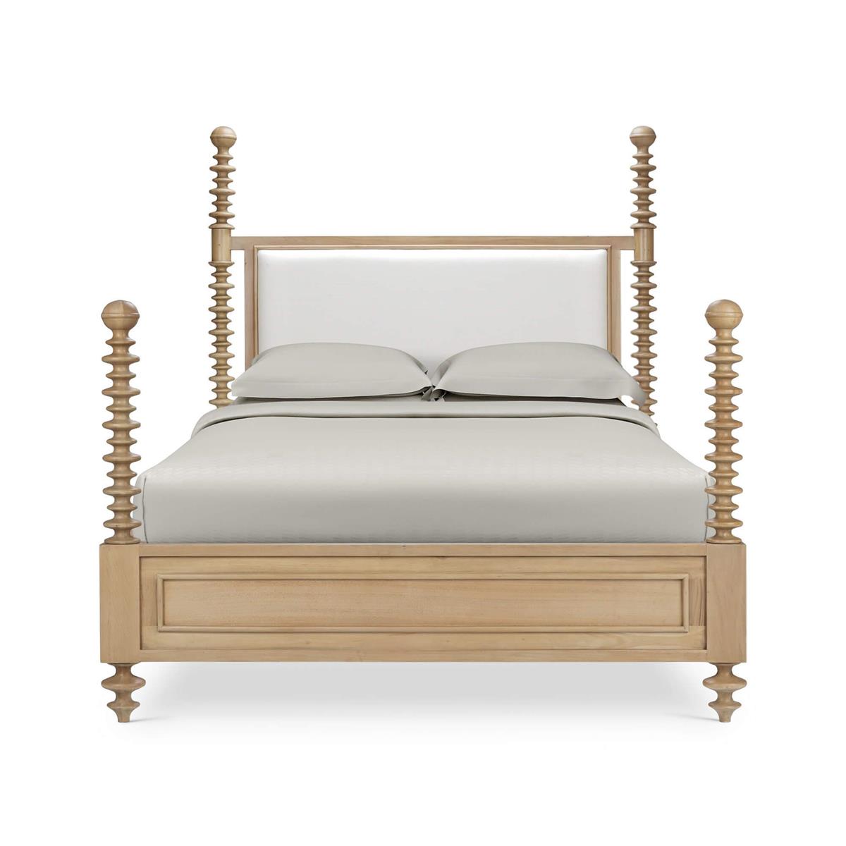 Bramble Milano Upholstered Queen Bed — Fruit Wood / Arctic