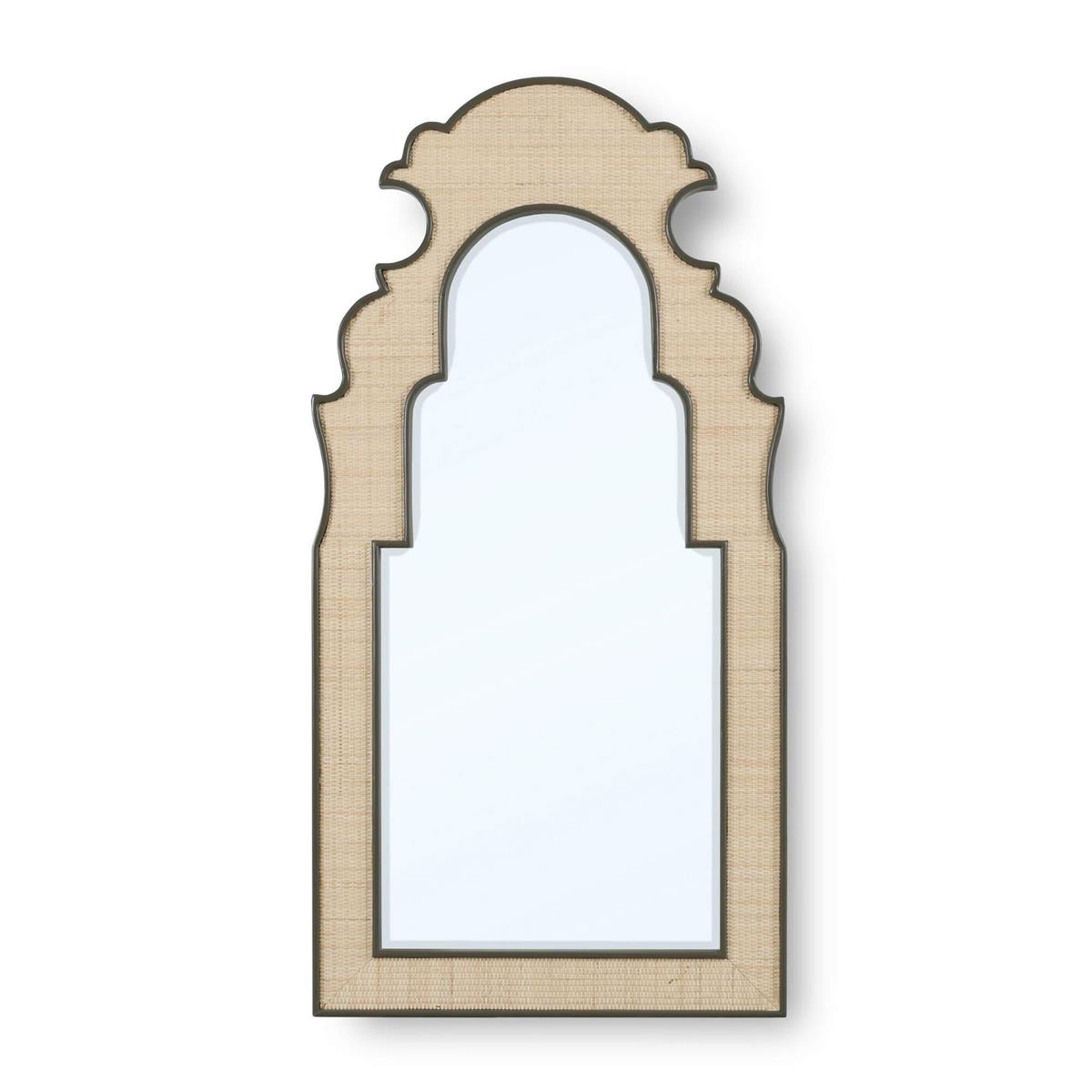 Bramble Lotus Mirror — Midnight Olive / Rattan Natural