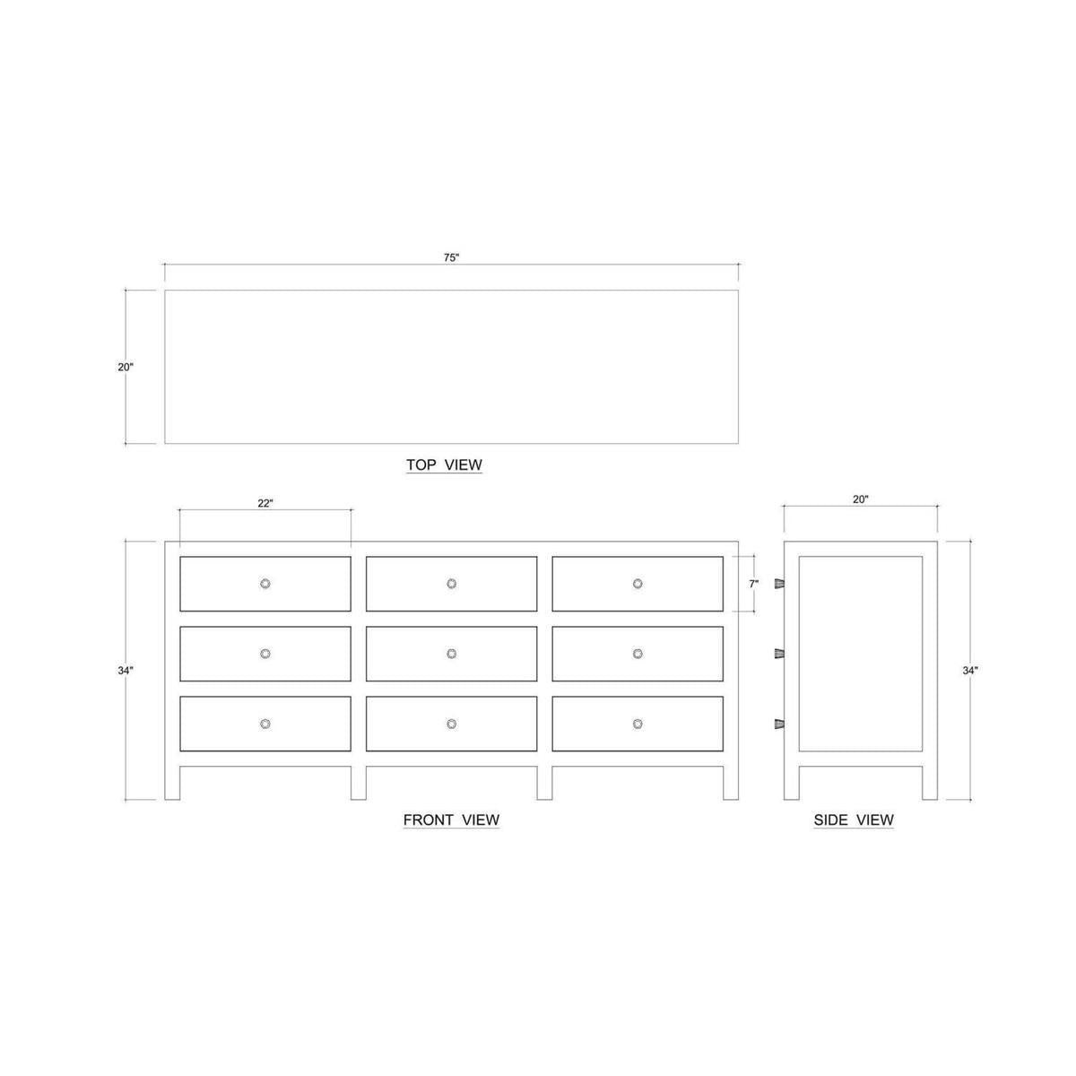 Bramble Kagu 9 Drawer Dresser - Rattan Natural